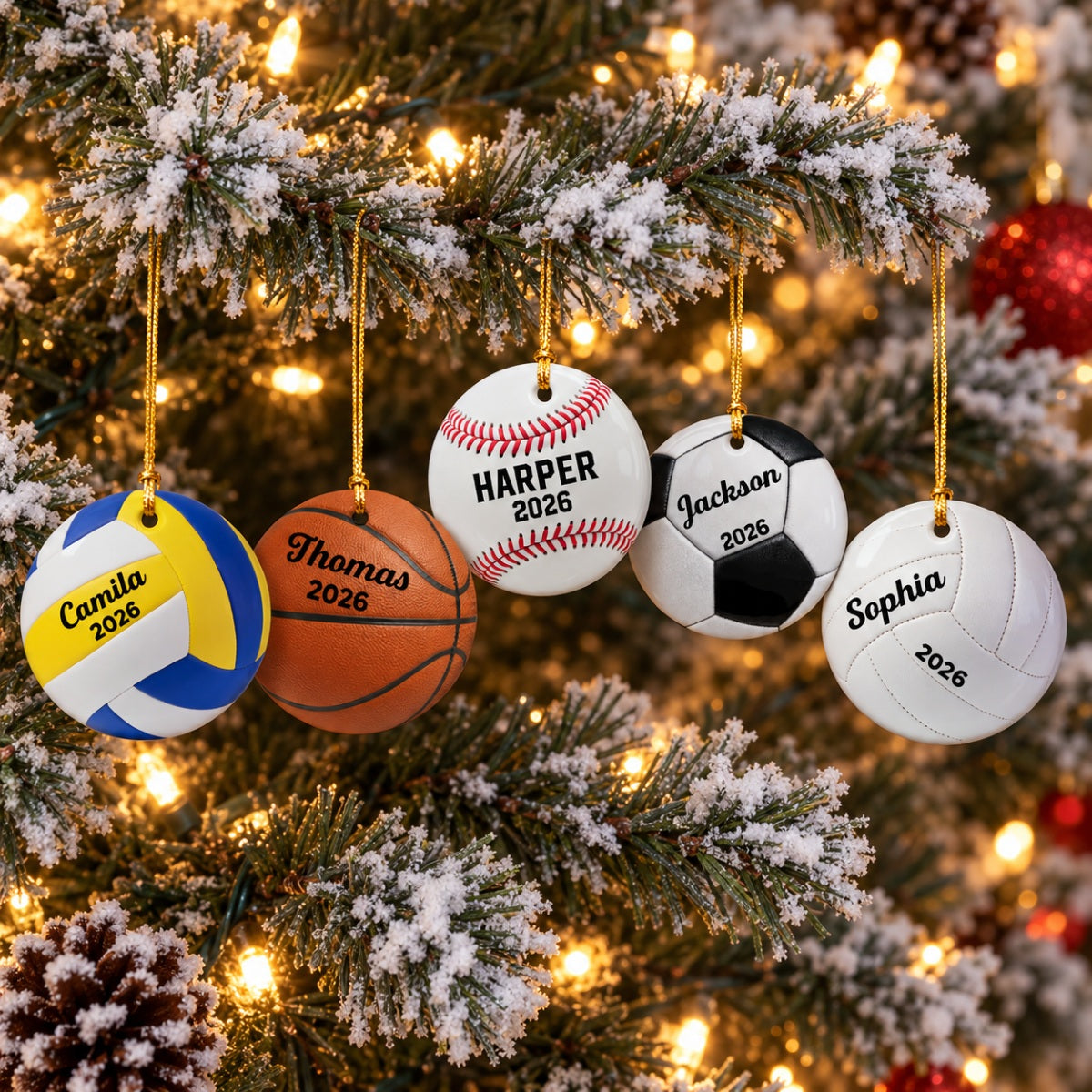 3D Effect Sport Player Custom Name & Number Soccer Baseball Football Basketball - Personalized Ceramic Ornament - Christmas Gift For Teenage, Kid