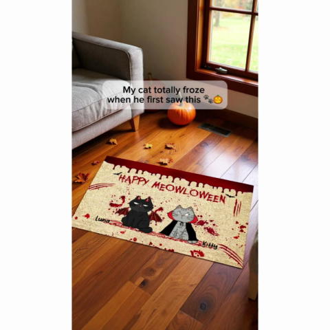 Happy Meowloween Spooky Annoying Cats - Personalized Doormat