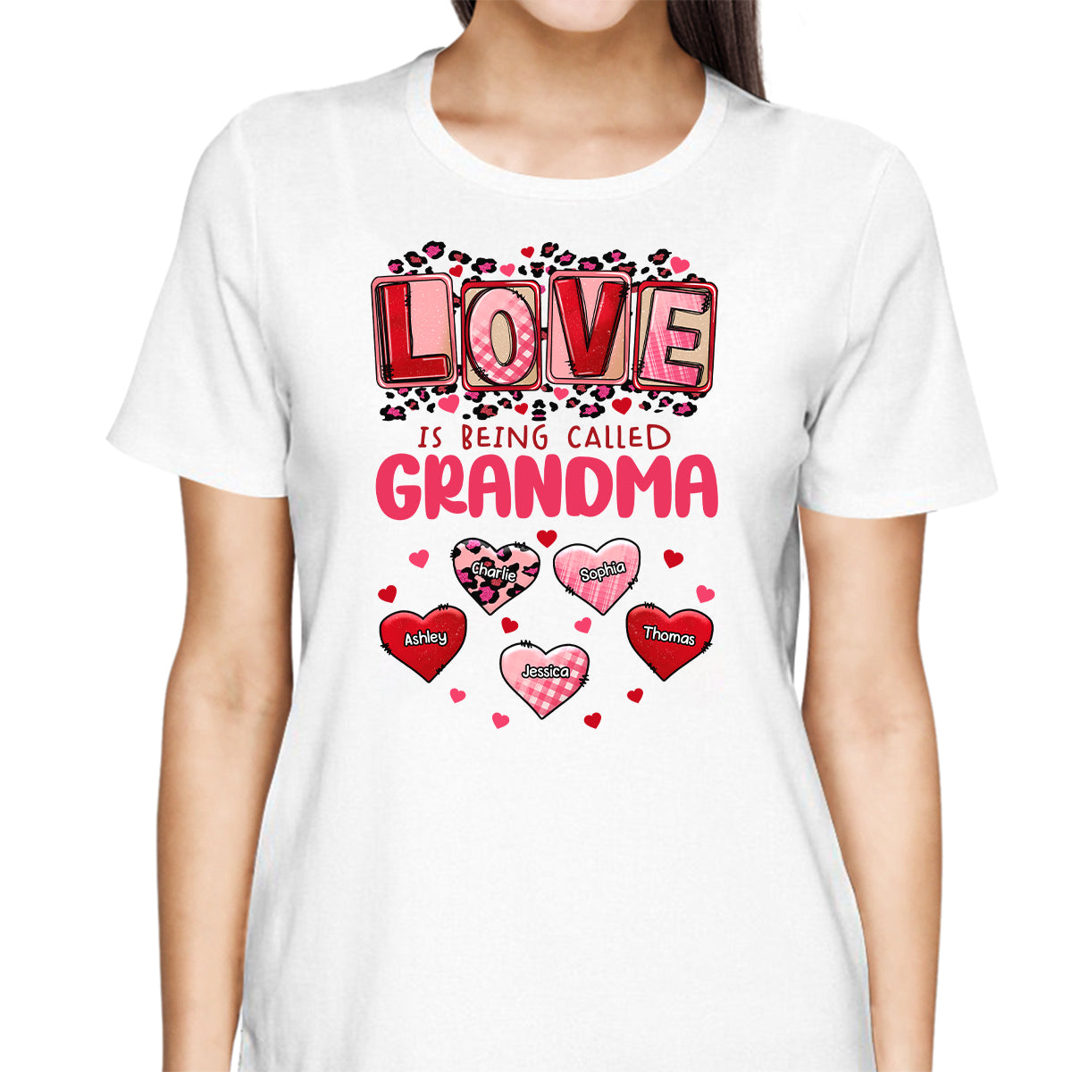 Pink Red Leopard Grandma Mom Love Is Being Called Personalized Shirt