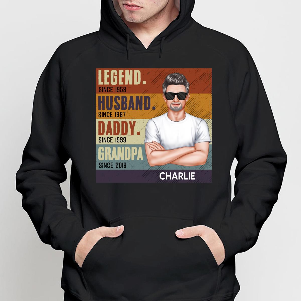 Dad Grandpa Crossed Arm Legend Retro Personalized Shirt