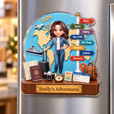 Traveling Destination Travel Adventure 2D Flat - Personalized Acrylic Magnet