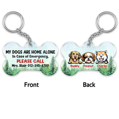 Forest Landscape My Pets Home Alone Peeking Dog Cat Personalized Acrylic Keychain