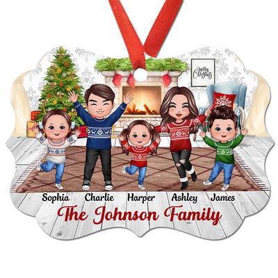 Happy Doll Family In House Personalized Christmas Ornament