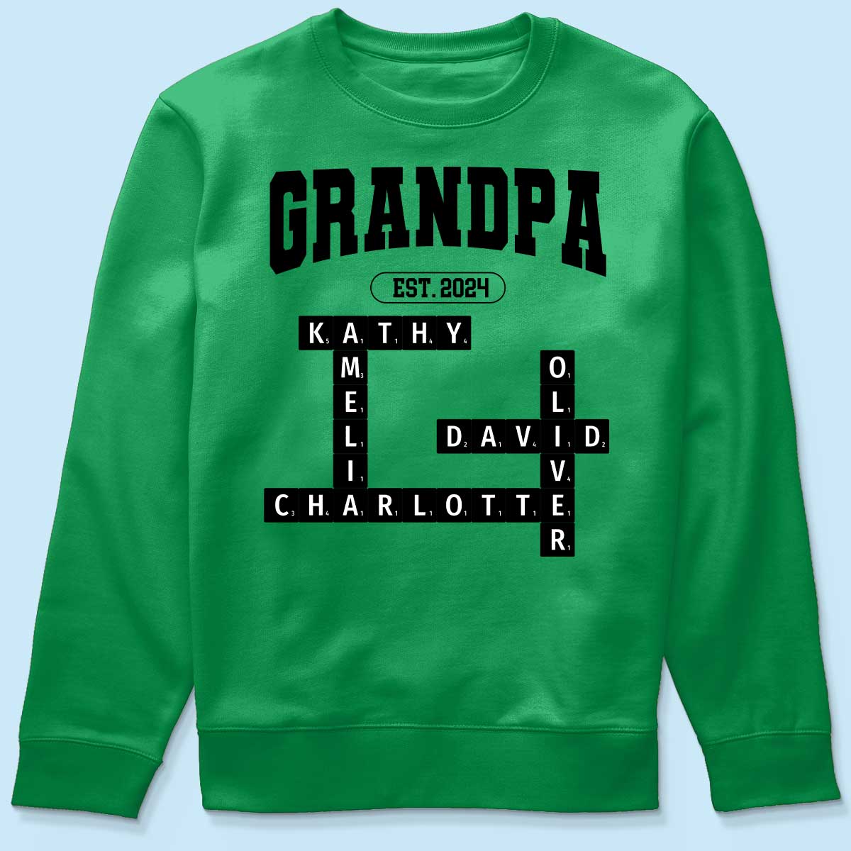 Grandpa Est Date Grandkids Names Crossword Puzzle Personalized Shirt