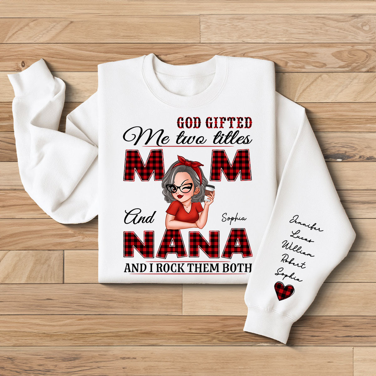 Grandma God Gifted Me Two Titles Personalized Sleeve Printed Sweatshirt