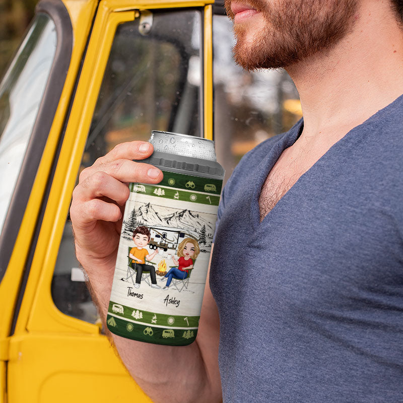 Camping With A Chance Of Drinking Multi Use Tumbler - Personalized 4 In 1 Can Cooler - Valentine‘s Day Gift For Him Gift For Her