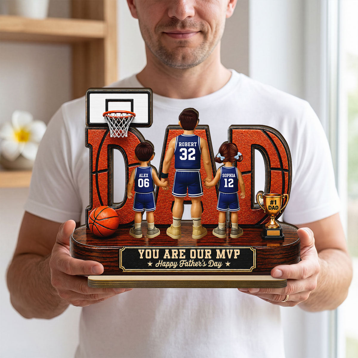 Basketball Dad Legend You Are Our MVP - Personalized 2-Layered Wooden Plaque - Unique Trending 2026 Father's Day Gift For Dad, Husband, Basketball Fans