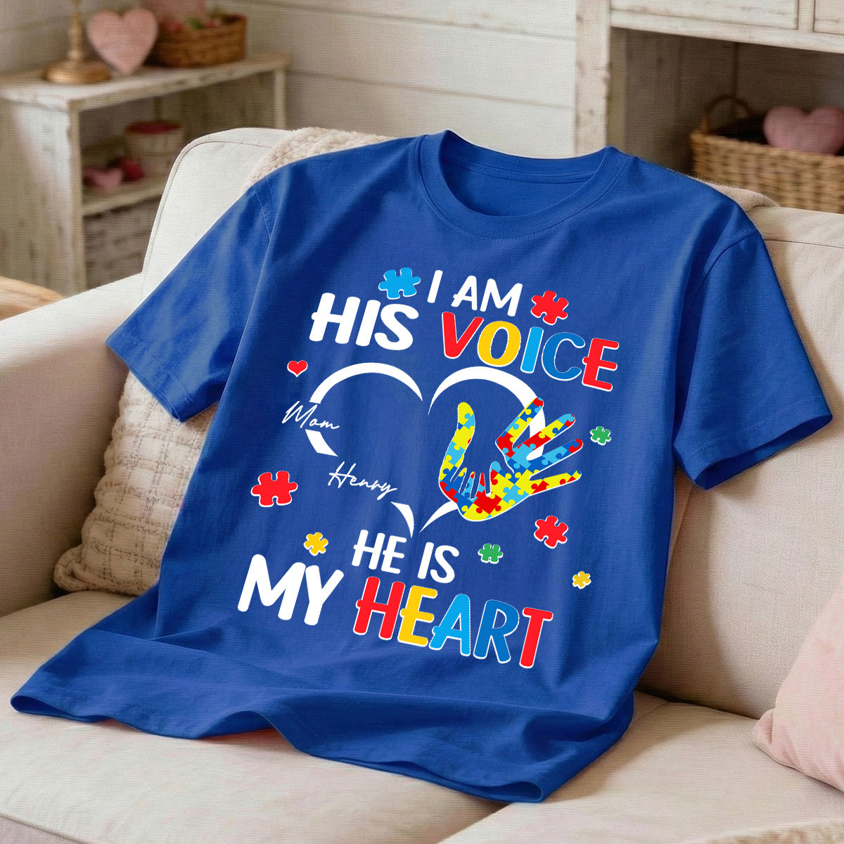 I'm His Voice He's My Heart Autism - Personalized Shirt - Autism Awareness Shirt