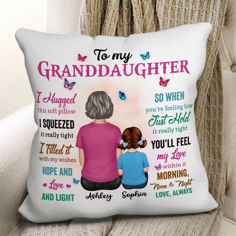 Back View Colorful To My Granddaughter Grandson Gift Personalized Pillow