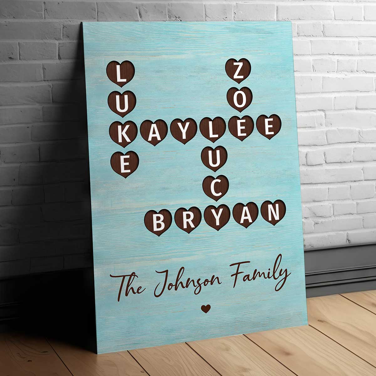 Family Heart Crossword Art - Created In A Moment, Treasured Forever Personalized Poster