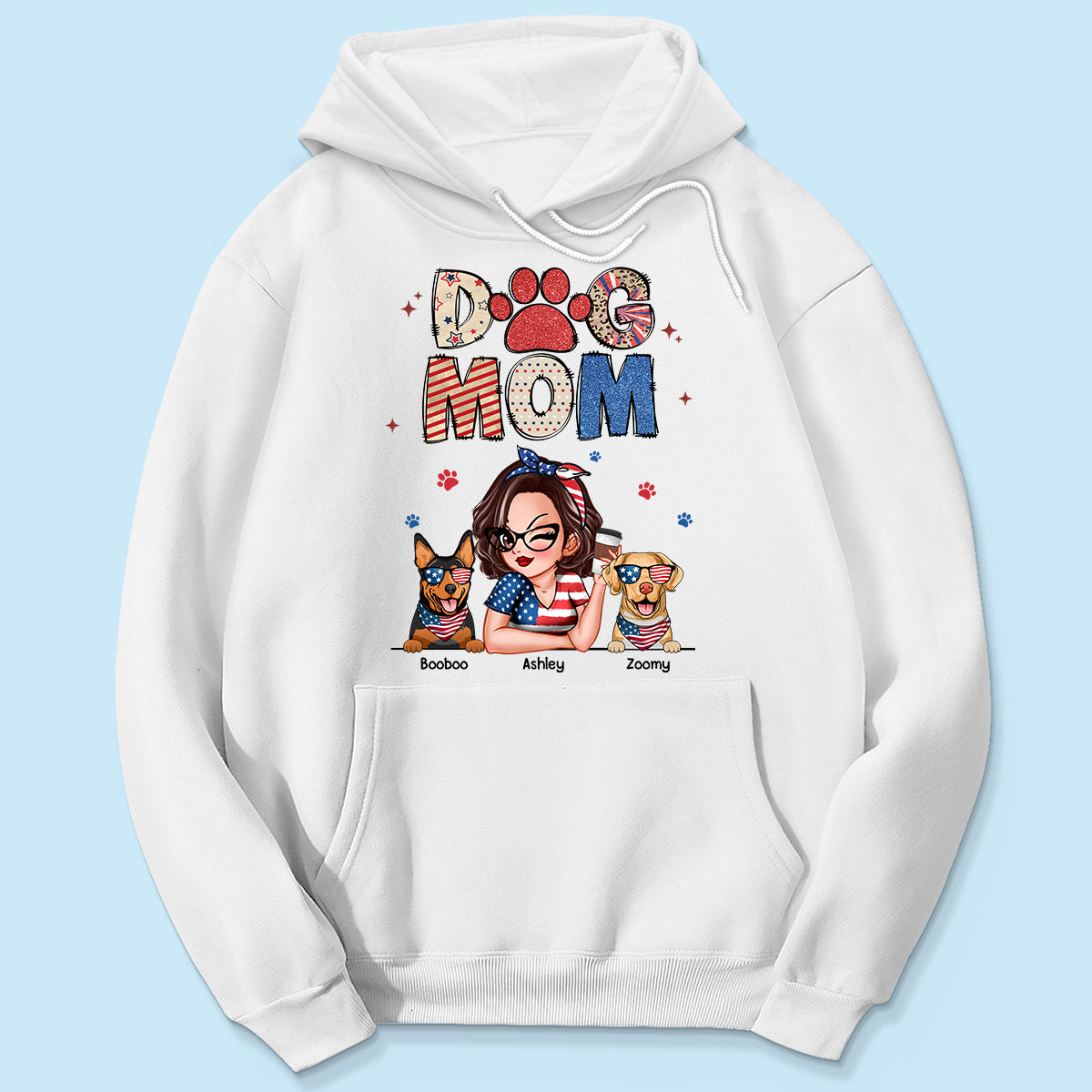 Dog Mom 4th of July America Sparkly Pattern Personalized Shirt, Independence Day