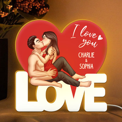 Sexy Couple Kissing On LOVE Heart Personalized Light Box