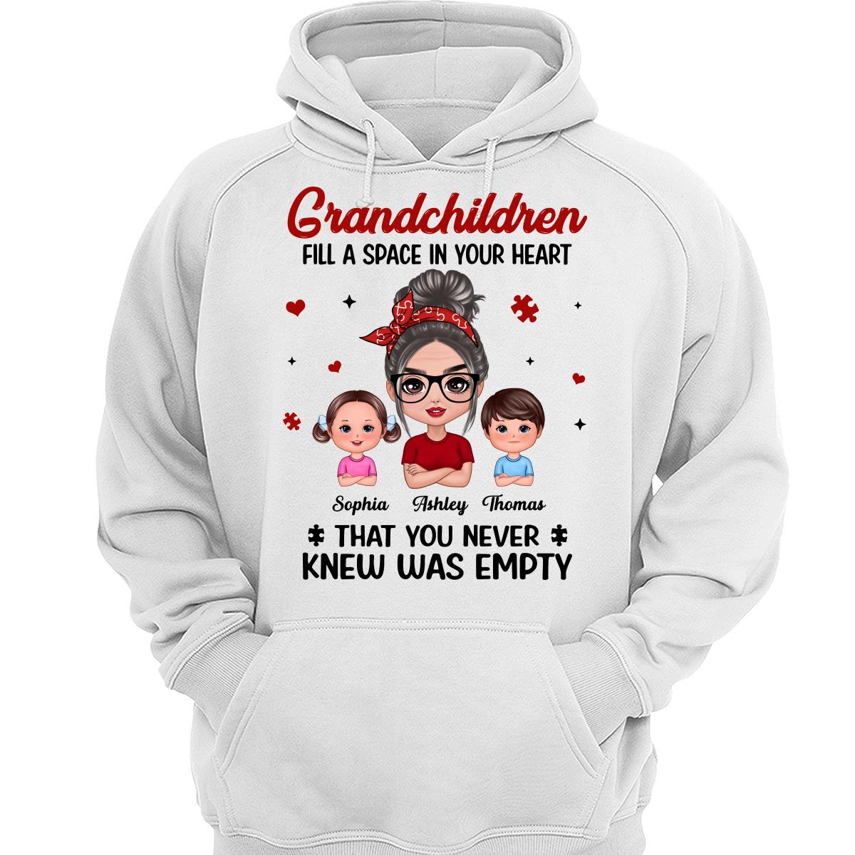 Grandchildren Fill Spaces In Grandma Heart Doll Grandma And Grandkids Personalized Shirt
