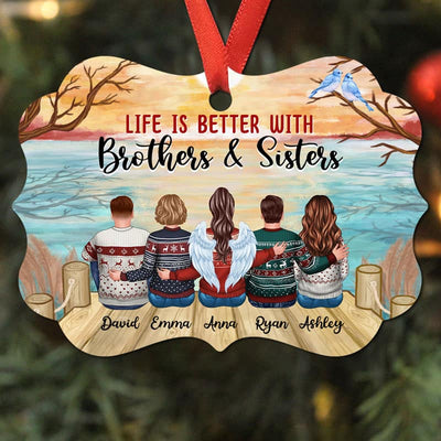 Family Besties Siblings Reflected Lake Personalized Christmas Ornament