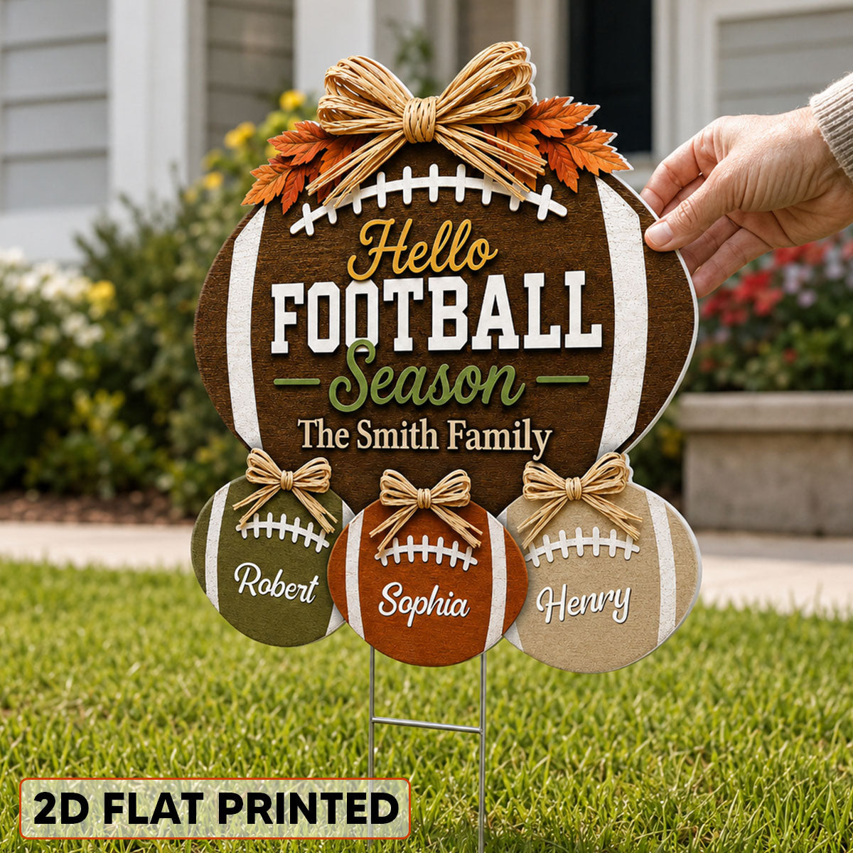 Family Hello Football Season - Personalized Yard Sign - Football Season Decor For Family