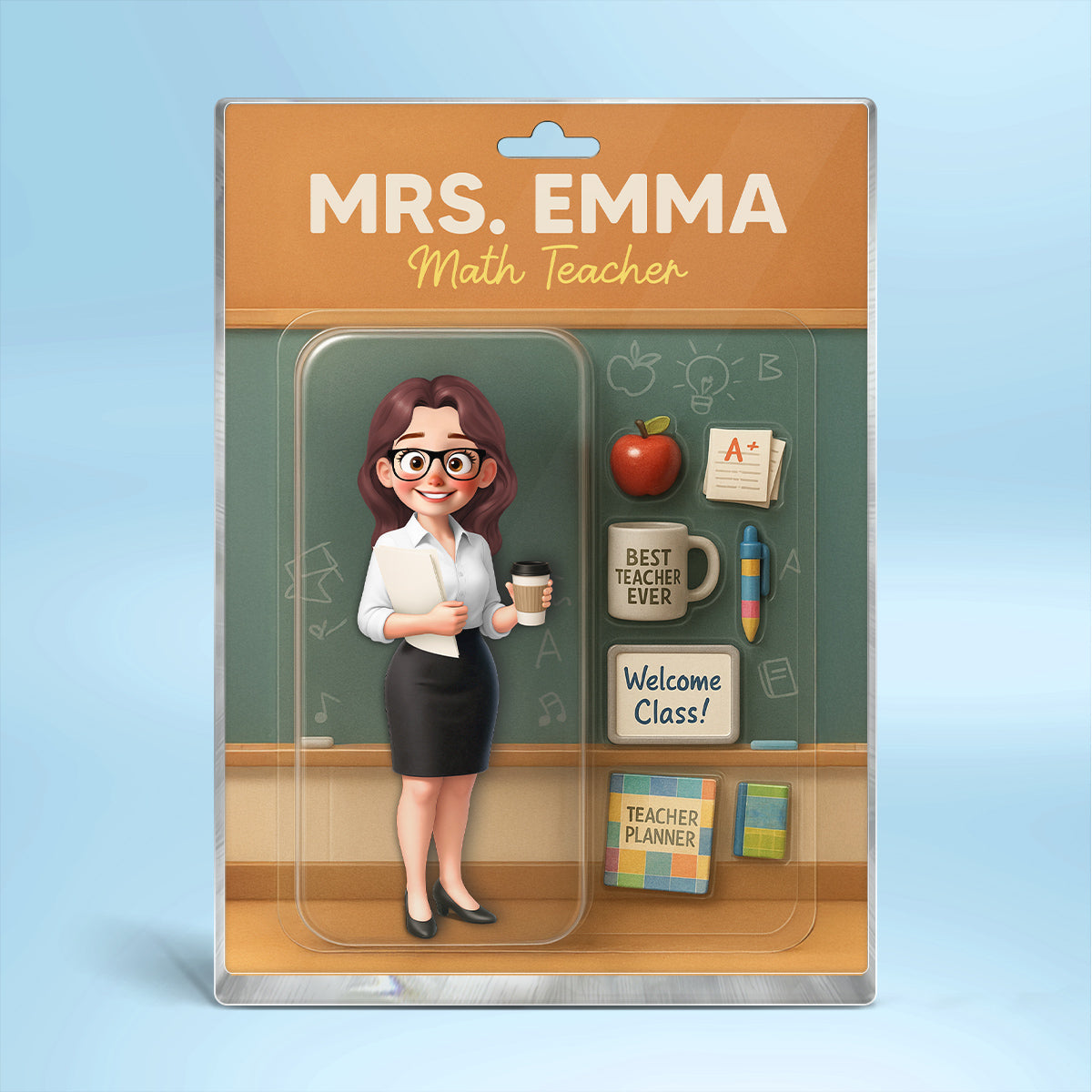 3D Effect Teacher Figure Style Personalized Acrylic Block Plaque, Back To School Gift For Teacher, Colleagues