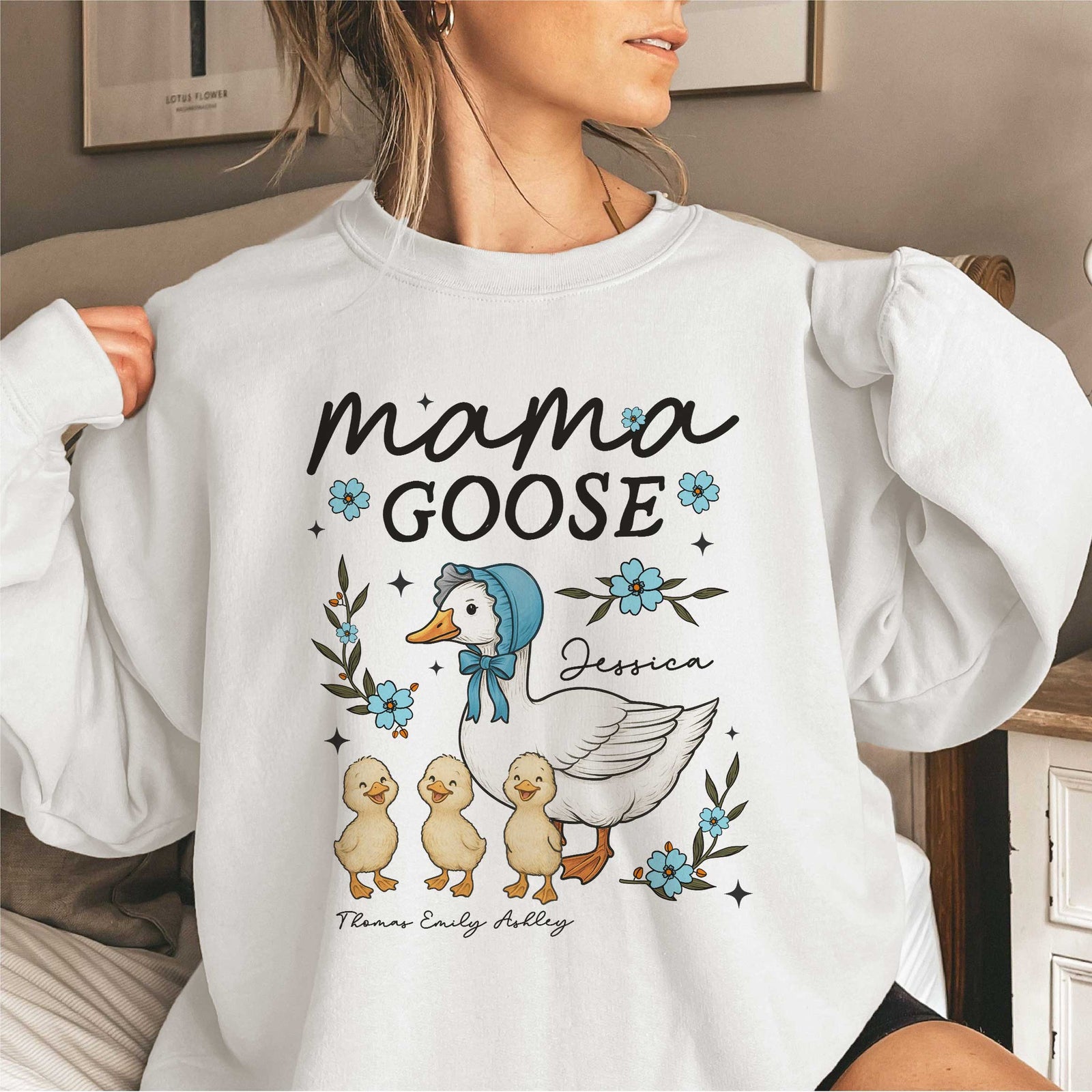Mama Goose Floral Personalized Shirt, Gift For Mom, Grandma