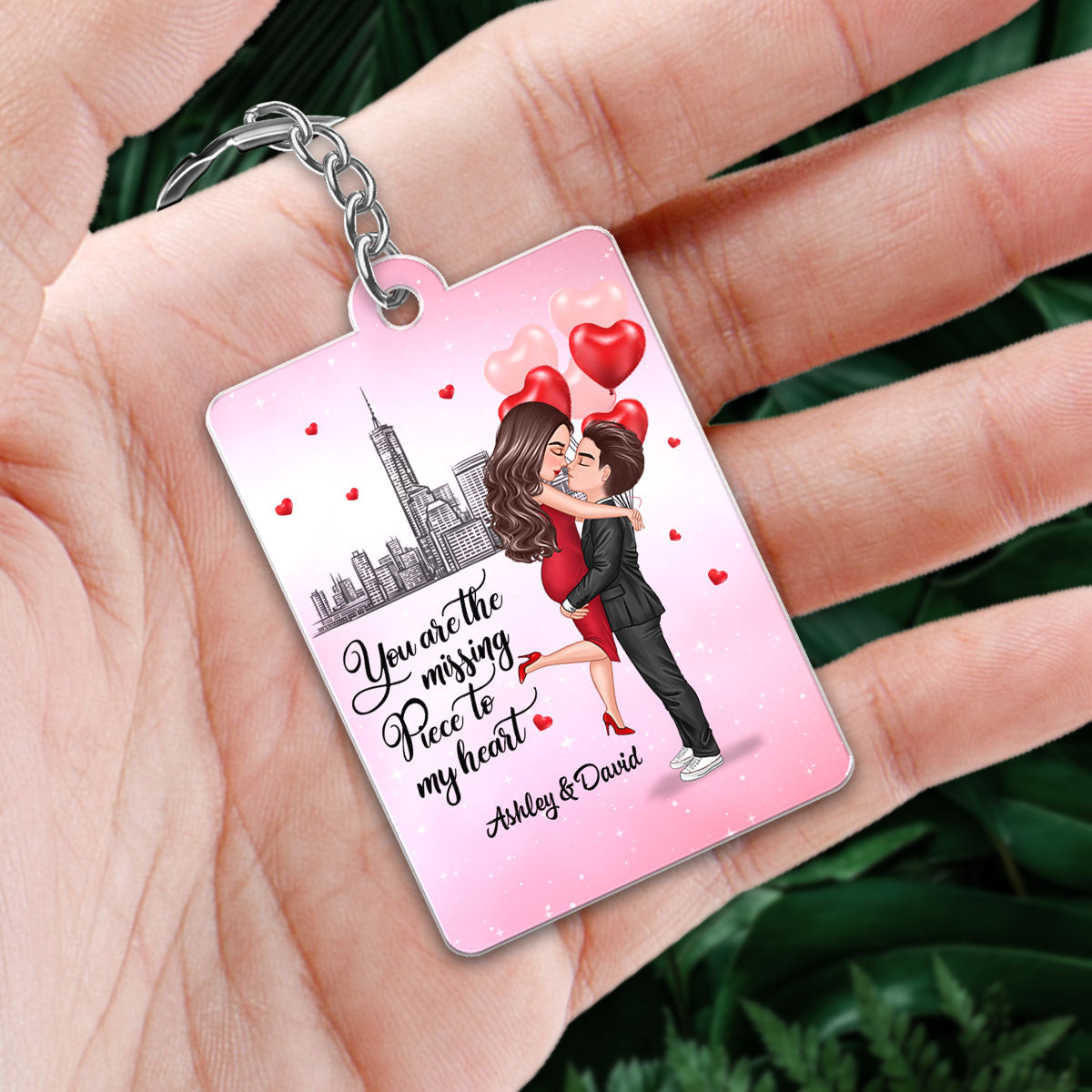 The Missing Piece Doll Couple Hugging Kissing Favorite Song Scannable QR Code Personalized Acrylic Keychain