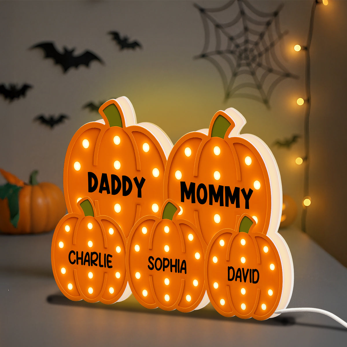 3D Effect Family Pumpkin Patch Marquee Pattern Texture - Personalized Light Box - Cozy Fall Vibe Home Decoration