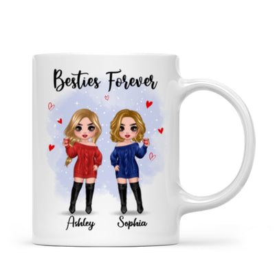 Christmas Standing Doll Besties In Snow Personalized Mug