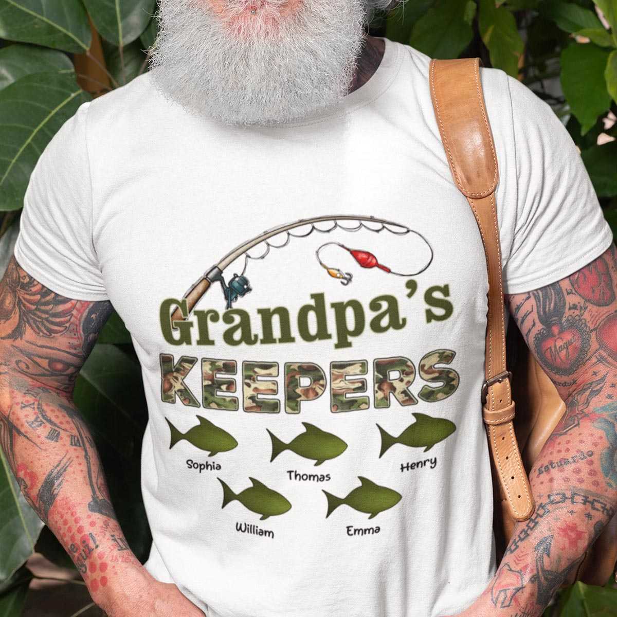 Grandpa‘s Keepers Camouflage Pattern Fishing - Personalized Shirt - Gift For Grandpa, Dad