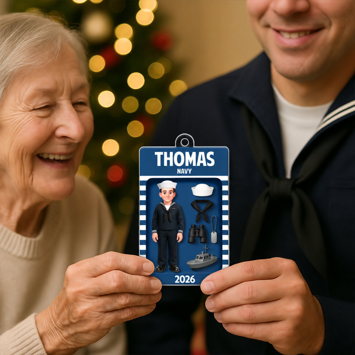 Navy Action Figure 3D Effect - Personalized Acrylic Ornament - Special Gift For Navy