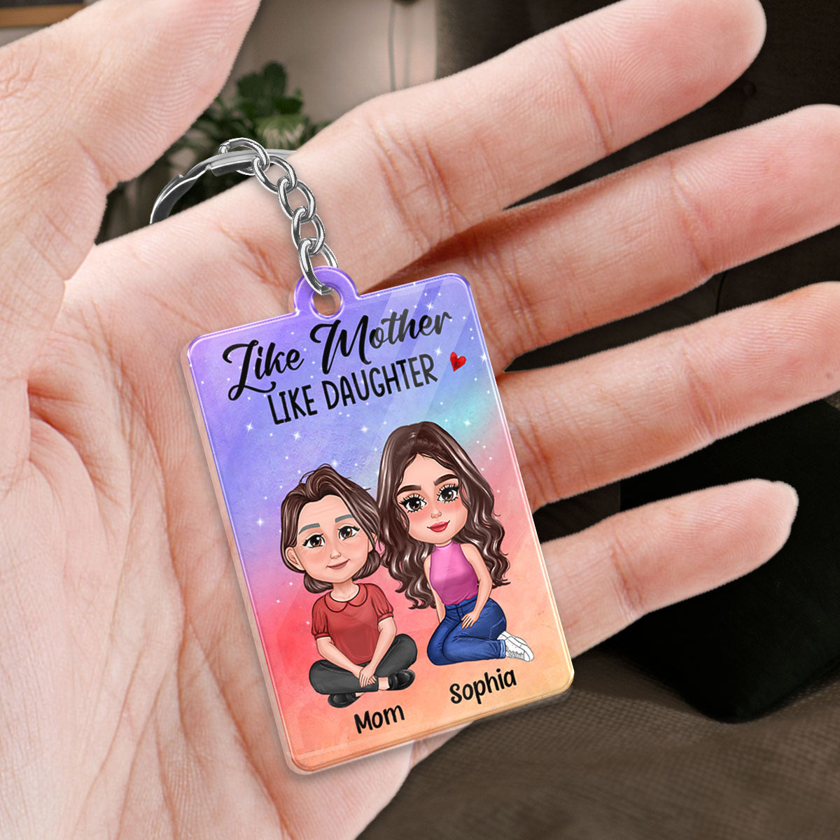 Galaxy Pretty Doll Mother Daughter Favorite Song Scannable QR Code Personalized Acrylic Keychain