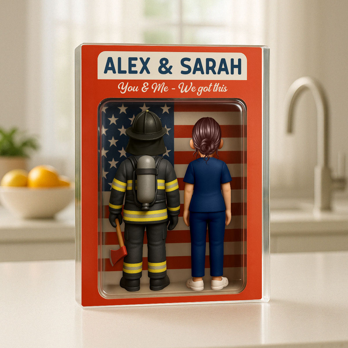 Hero Couple You & Me We Got This Cartoon Figures Style Personalized Acrylic Block Plaque