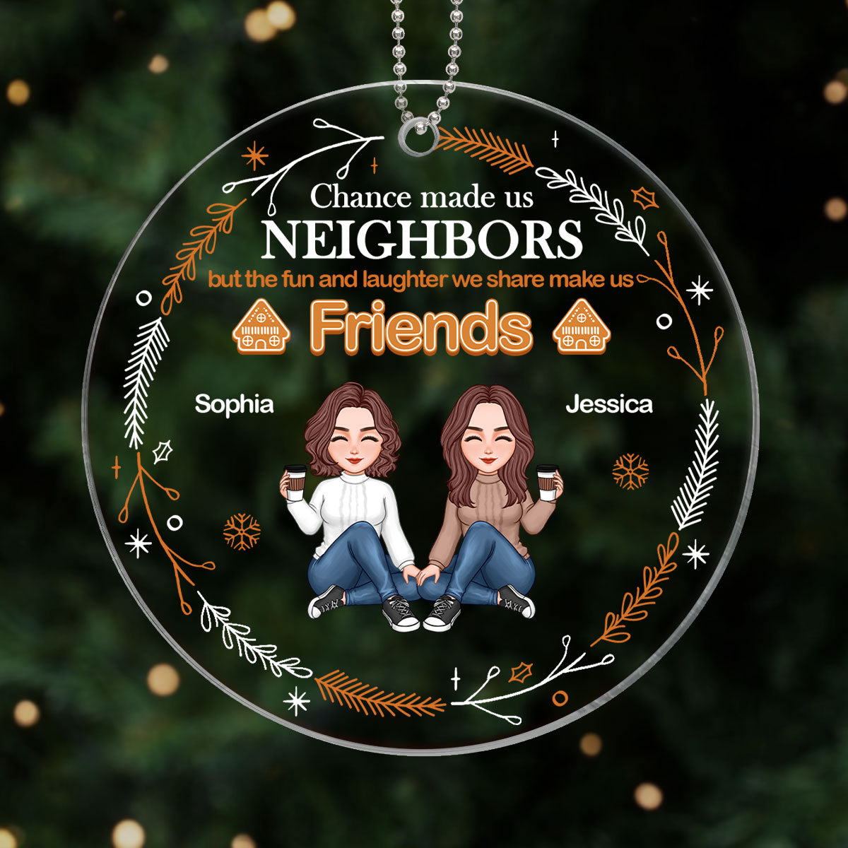 Gingerbread Neighbor Christmas Personalized Acrylic Ornament