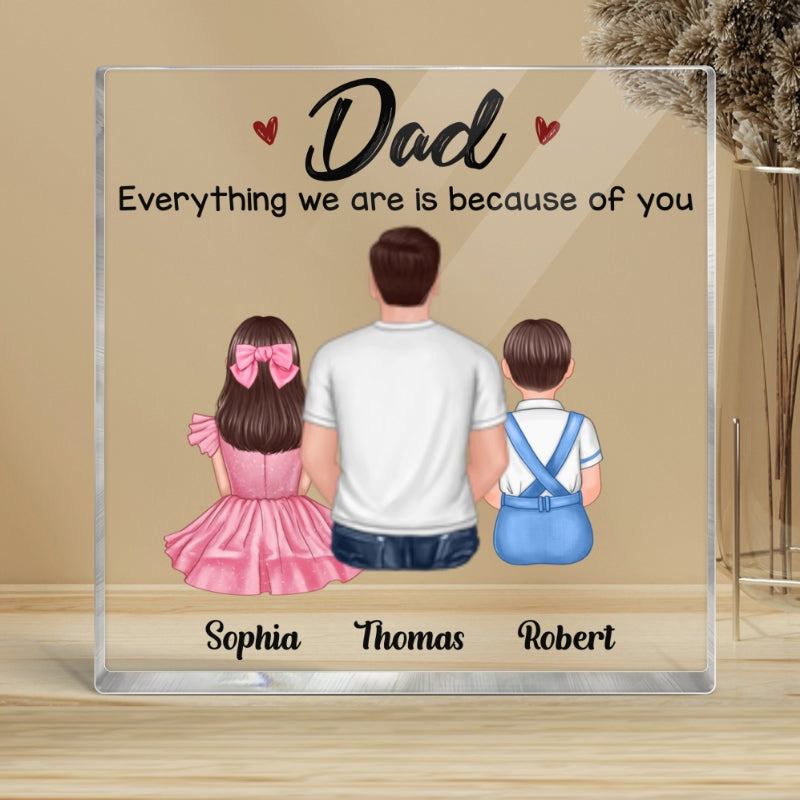 Dad And Pretty Kids Father‘s Day Gift Personalized Acrylic Block Plaque