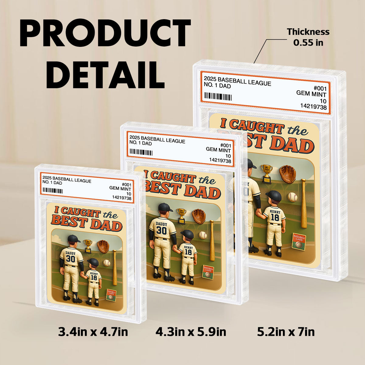 I Caught the Best Dad Baseball Trading Card Personalized Acrylic Block Plaque