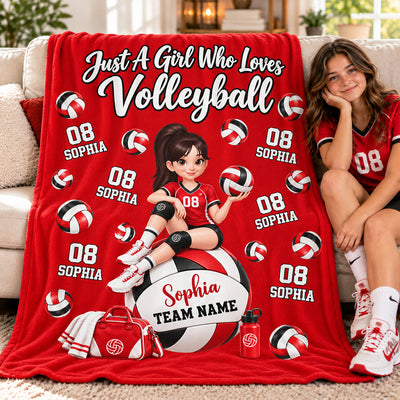 Proud Volleyball Player Slay Girl Custom Name & Number - Personalized Fleece Blanket - Christmas Gift For Volleyball Players, Granddaughter, Daughter