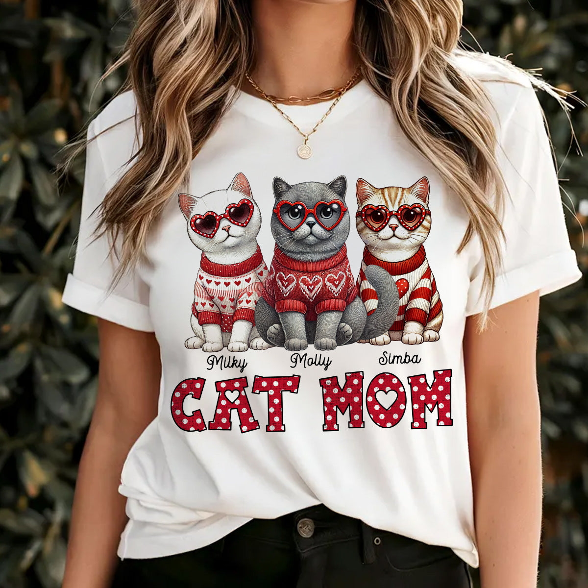 Cat Mom  Pattern Personalized Shirt,  Gift for Cat Moms