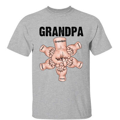 Dad Grandpa And Kids Fist Bump Hands Personalized Shirt