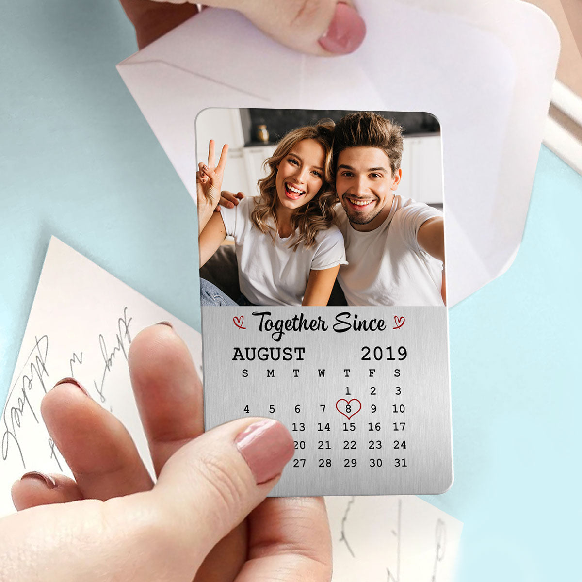 The Day It All Began Custom Photo Anniversary Date Personalized Wallet Insert Metal Wallet Card