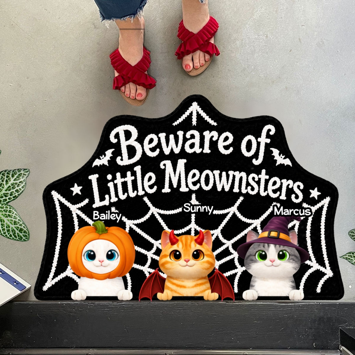 Creepy Cute Cat - Personalized Doormat - Halloween Gift Fot Cat Lovers