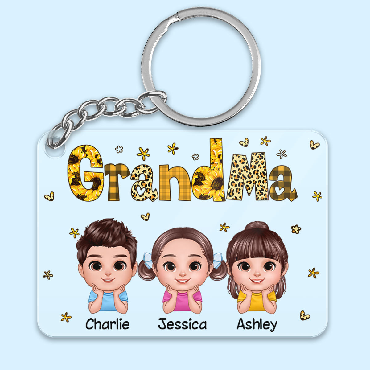 Realistic Doll Kids Yellow Pattern Personalized Acrylic Keychain