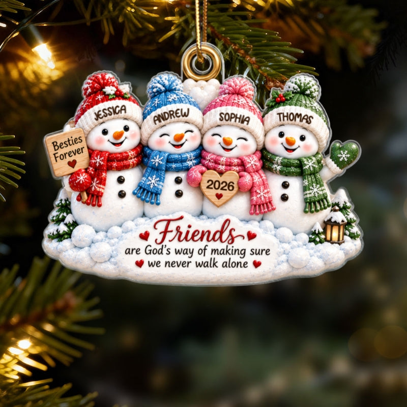 Snowman Best Friends 2026 2D Flat – Personalized Acrylic Ornament – Friendship Keepsake Gift