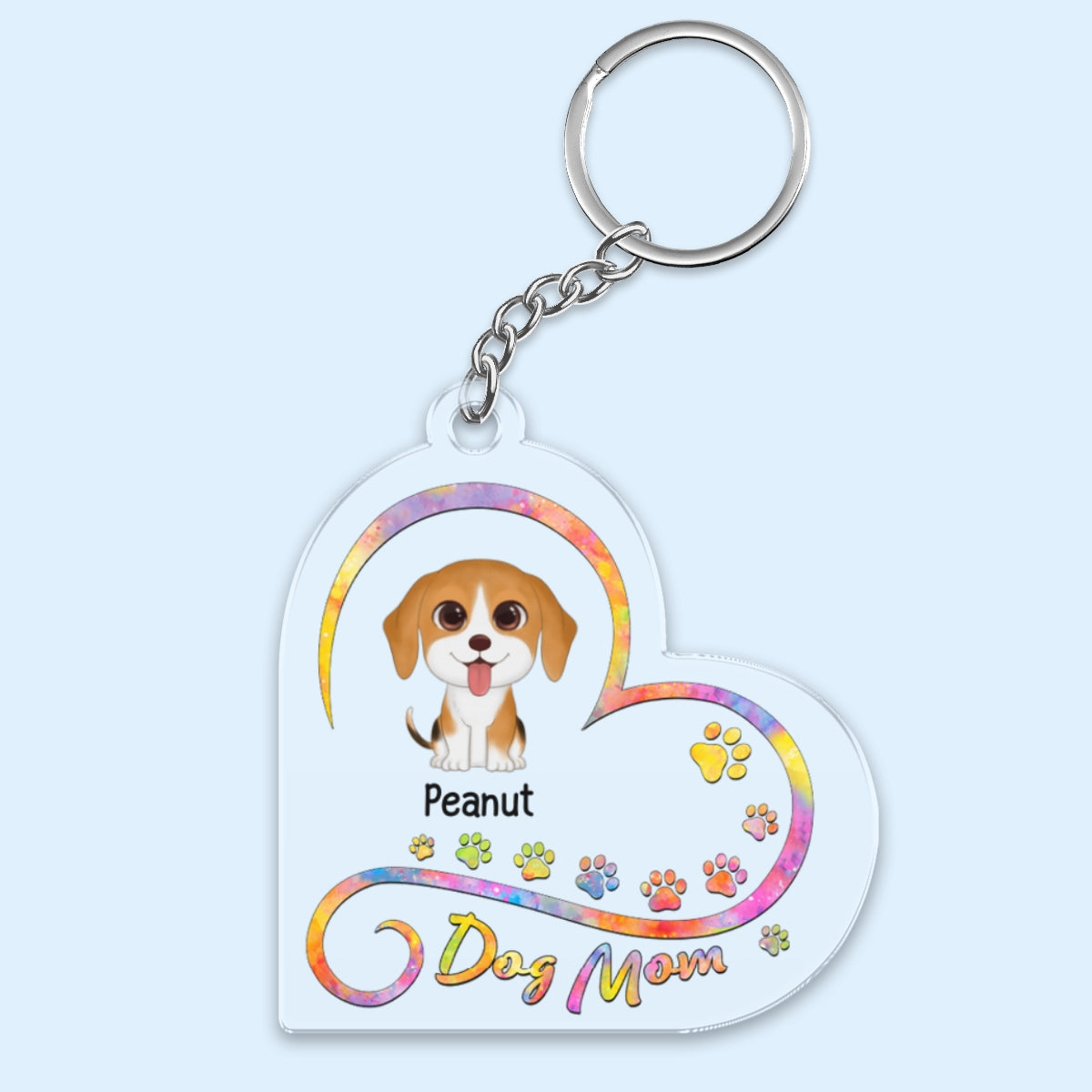 Dog Mom Infinity Heart Personalized Acrylic Keychain