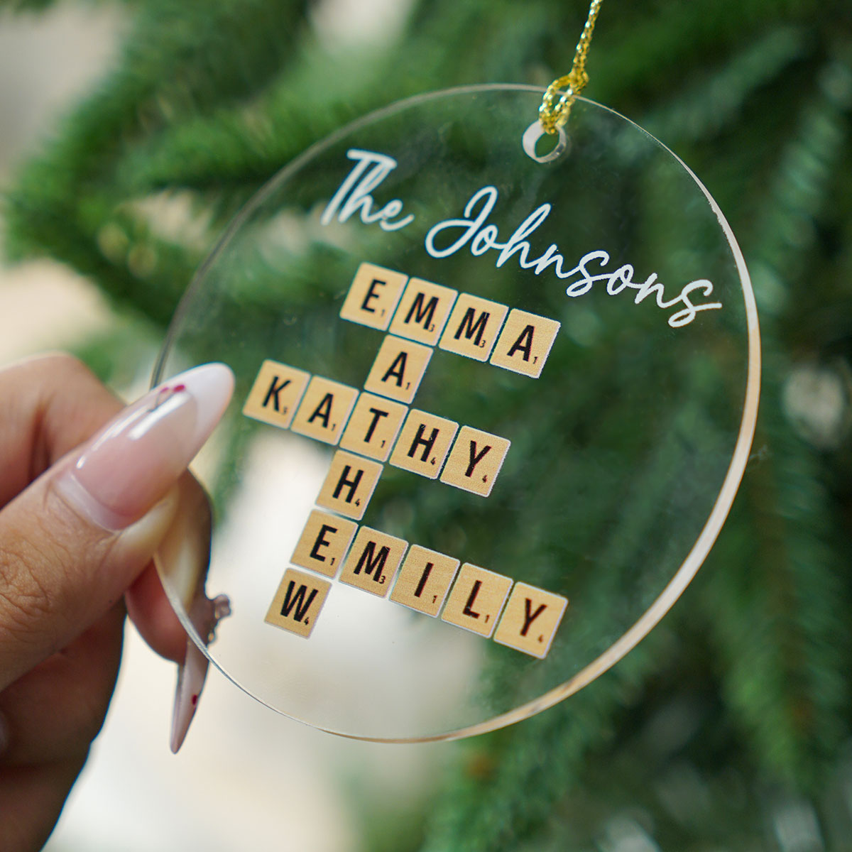 Family Crossword Puzzle Art - Personalized Acrylic Ornament