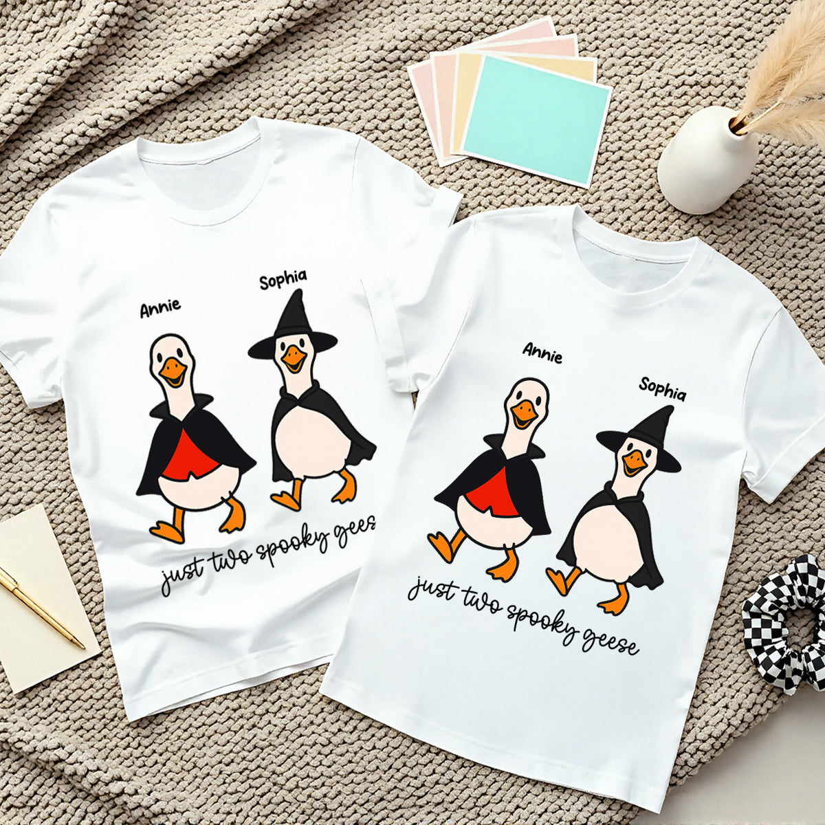 Halloween Funny Cute Spooky Goose Besties Personalized Shirt, Group Shirt For Besties