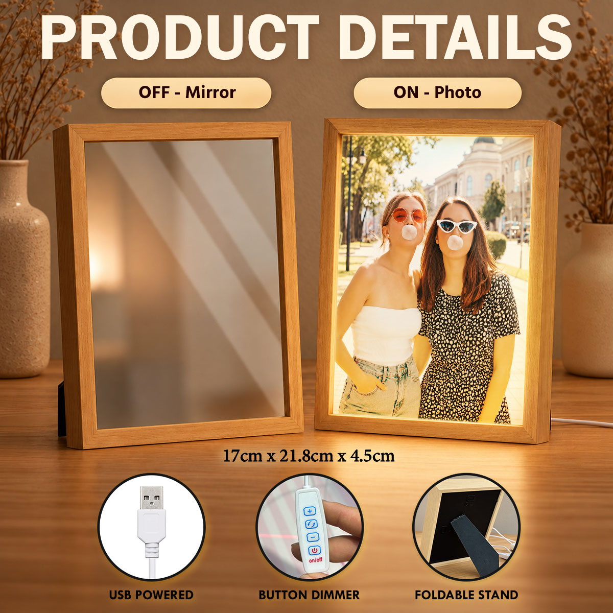 Custom Besties Sisters Photo Art - Personalized Mirror Light Box - Heartfelt Christmas Gift for Best Friends, Sisters, Siblings, Gift for Her, Birthday Gift