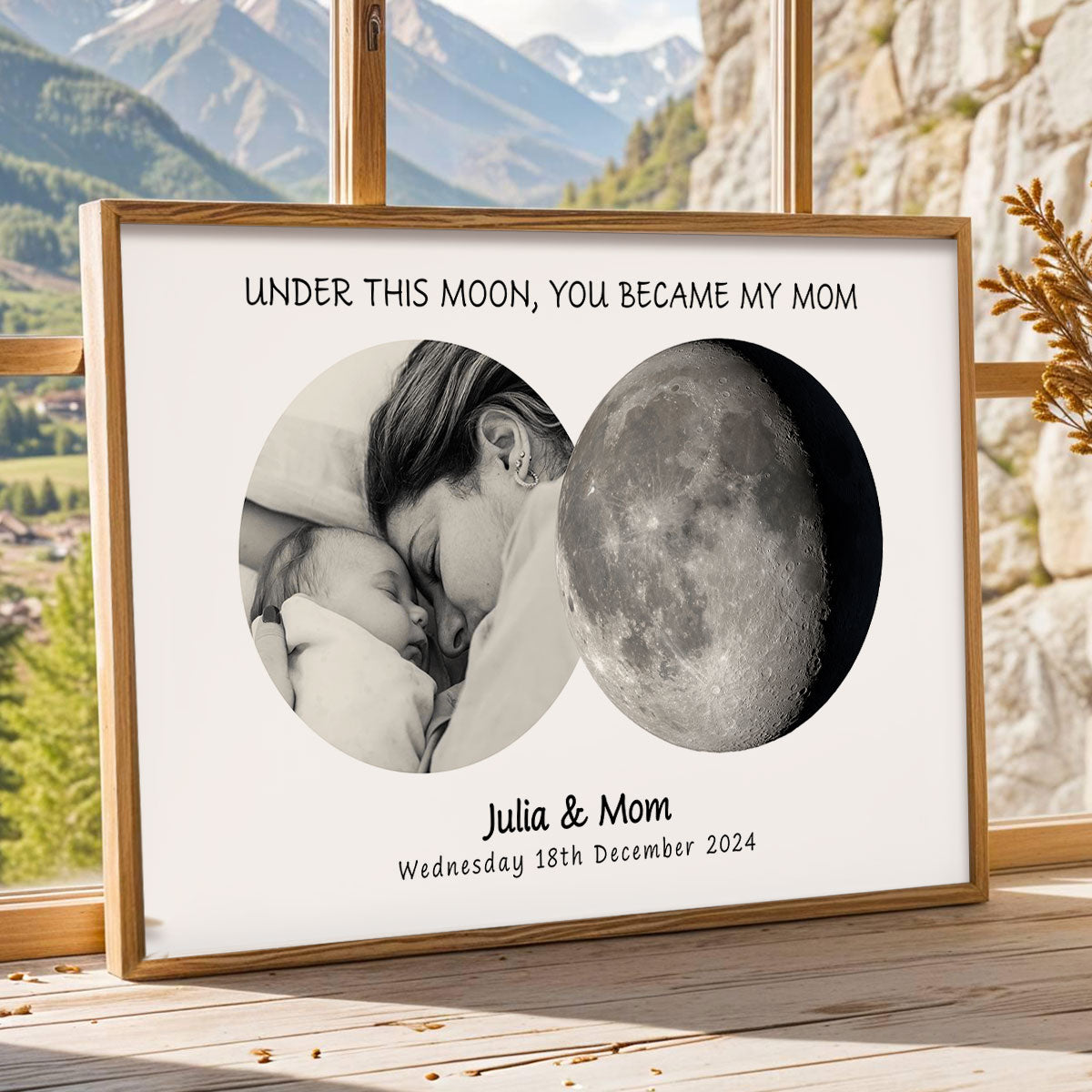 Under This Moon You Became My Mom Dad Moon Phase Art Gift For New Parents Personalized Poster