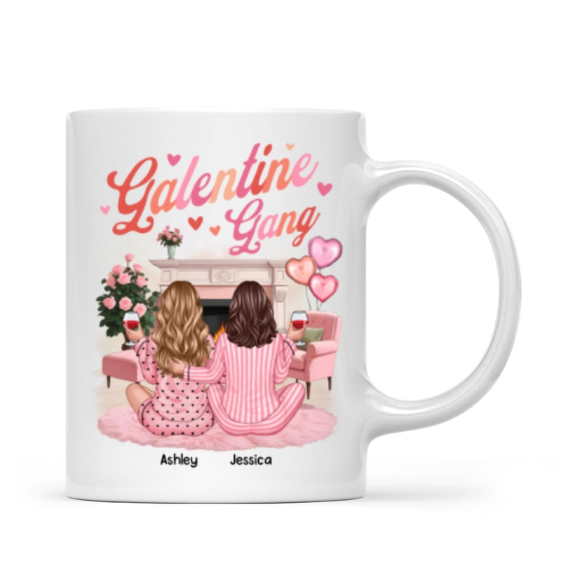 Galentine Gang Pretty Besties Sisters In House Personalized Mug,  Mug, Social Club, Besties Gift