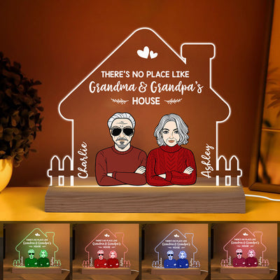 No Place Like Grandma Grandpa Grandparents House Personalized Custom Shape LED Night Light
