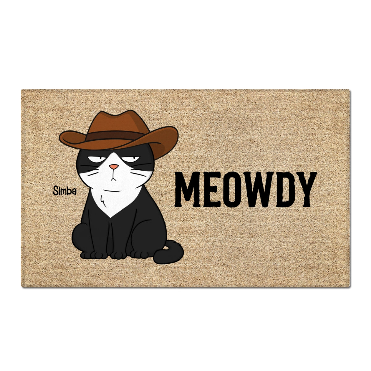 Meowdy Funny Cat Welcome Personalized Doormat