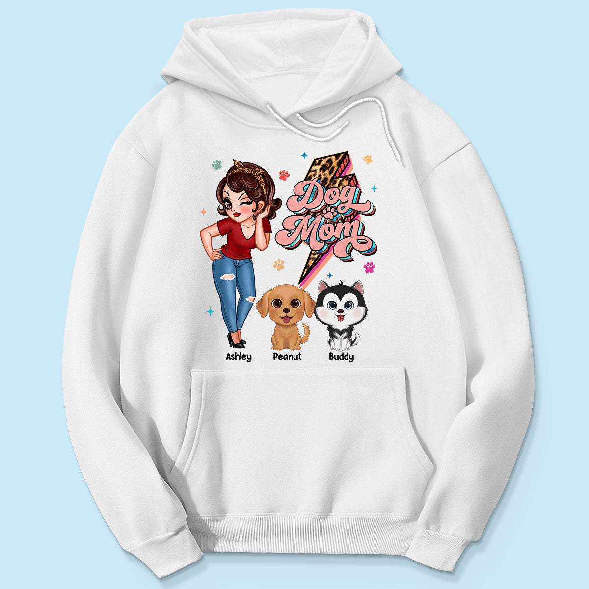 Dog Mom Retro Leopard Lightning Personalized Shirt