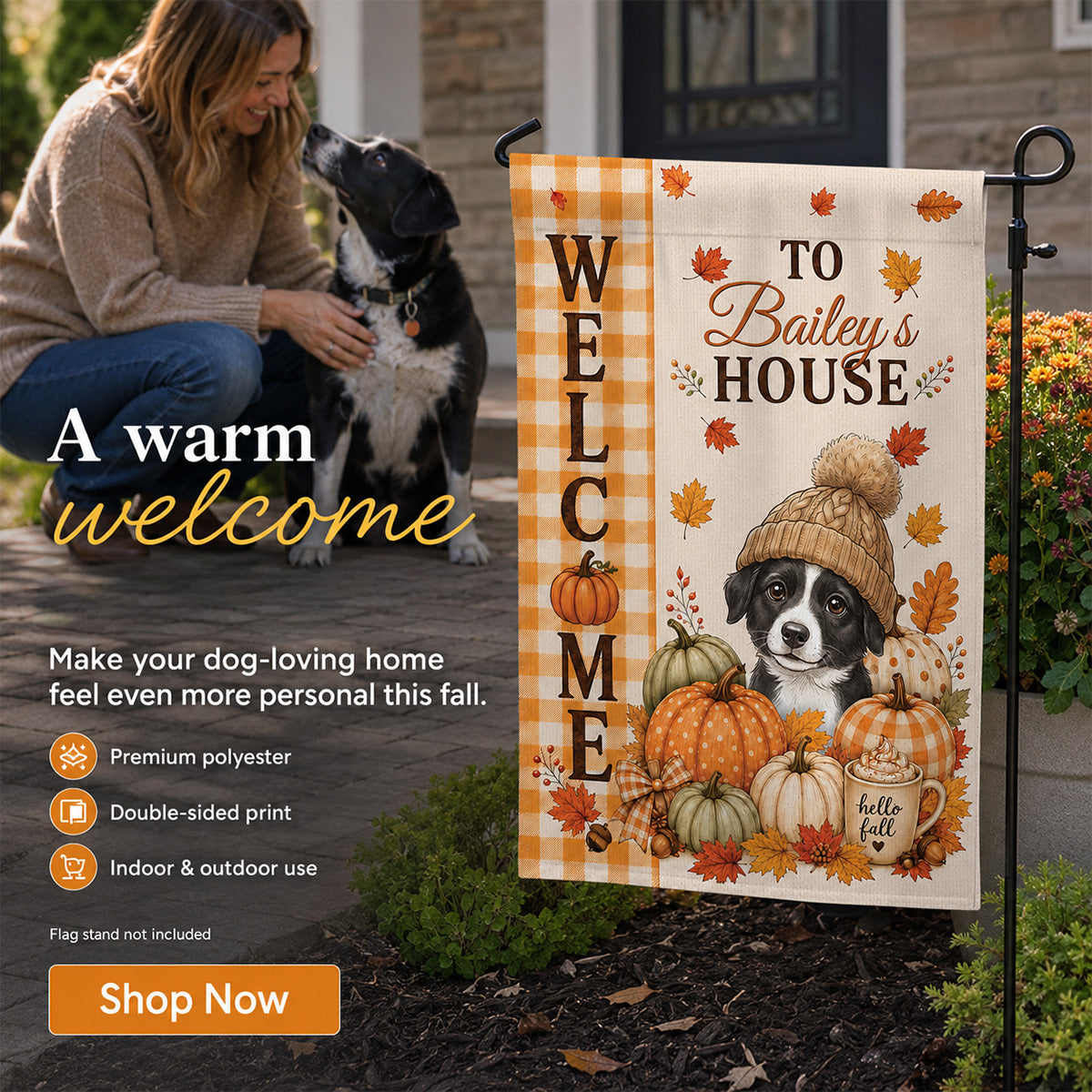 Welcome To The Dog House Fall Season - Personalized Garden Flag