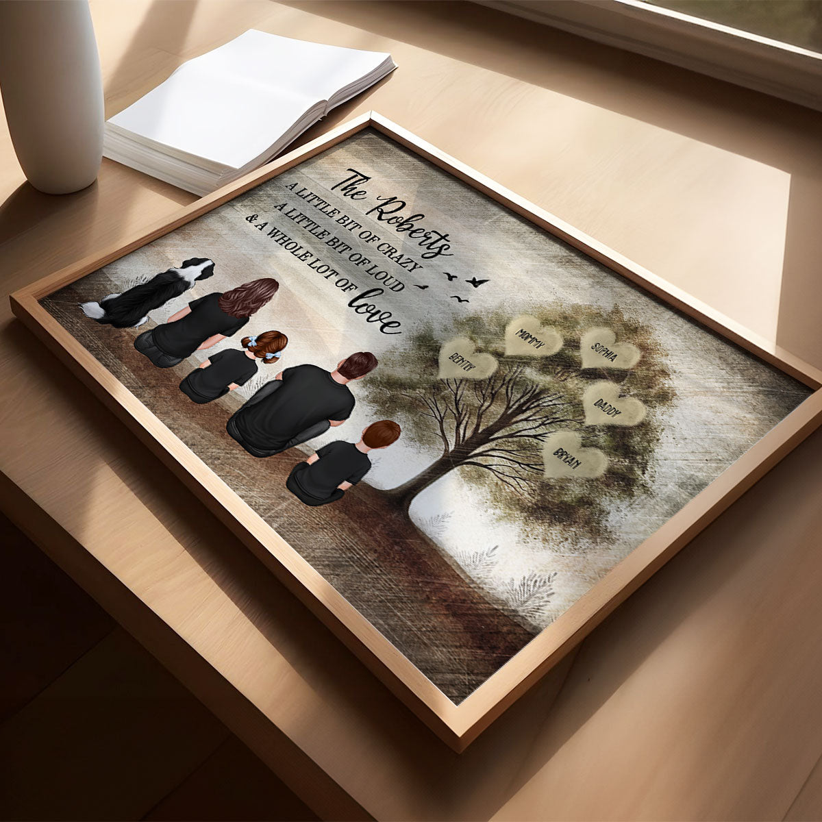 Family Sitting Back view Whole Lot Of Love Personalized Poster, Gift for Husband, Wife, Dad, Mom