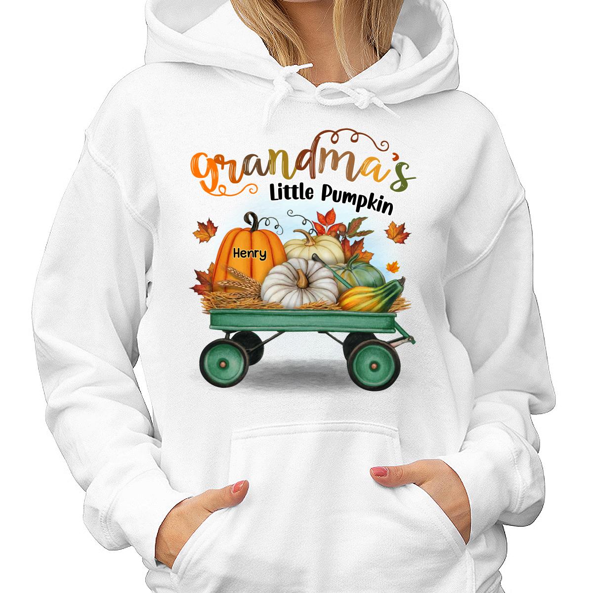Fall Season Pumpkin Wagon Grandma Little Pumpkins Personalized Shirt